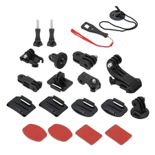 19Pcs Action Camera Mount Accessories Kit Adhesive Tripod Curved Flat Mount