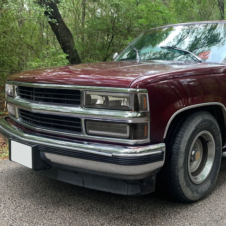 Fits 1994-1998 Chevy C10 C/K 1500 Tahoe LED Tube Black Headlights+Corner+Bumper - Image 2 of 4