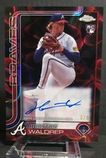 2025 Topps Chrome - Hurston Waldrep #90 Black/Red Lava Refractor /8 (RC)