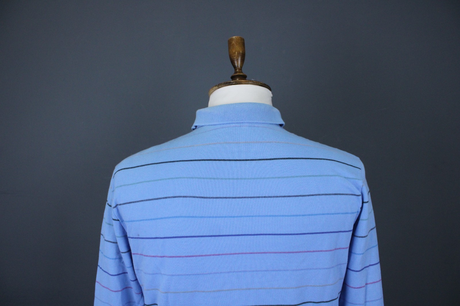 Lacoste Blue Striped 100% Cotton Long Sleeve Button Popover Polo Shirt Size 5 thumbnail 7
