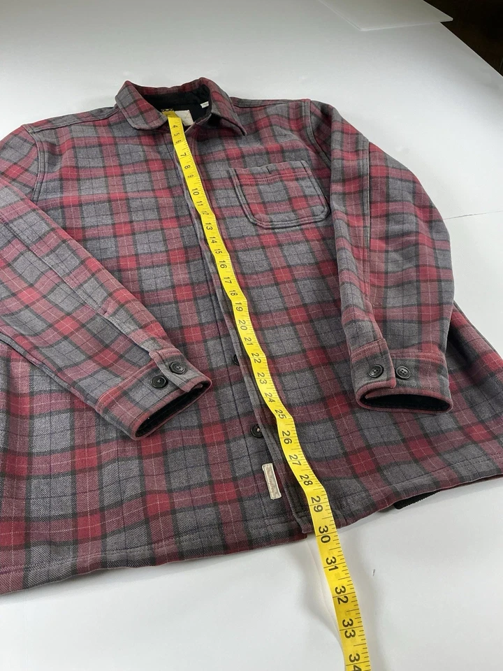 Jaqueta de flanela xadrez original à prova de intempéries vintage masculina média vermelha cinza - Imagem 2 de 4
