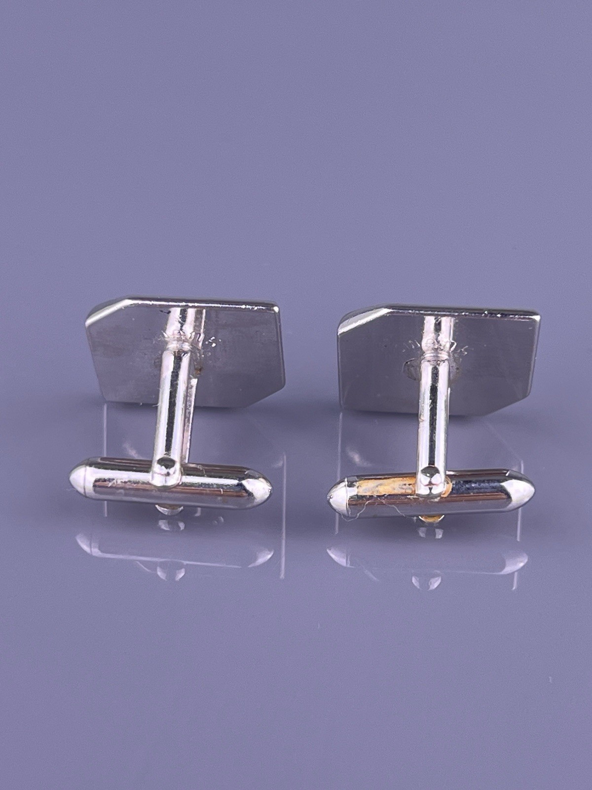 D Initial Cubes Blocks Cufflinks Silver Tone Brus… - image 3
