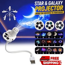 2in1 Galaxy Projector Night Light USB Projection Lamp With Projection Films 360 