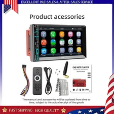 7" Wireless Double DIN Car Stereo w/ Apple CarPlay Bluetooth Touch Screen 