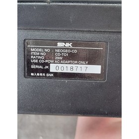 SNK Neo Geo CD Console Black Top Loader System CD-T01 NTSC-J with Power Adapter