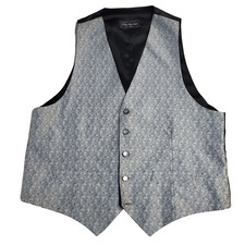 John Harmer 80s Paisley Grey Business Formal Waistcoat Men's M 40-42"