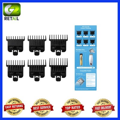 6Pcs Hair Clipper Guards for Babyliss FX787 & Andis T-Outliner - 1/16'' to 3/8''