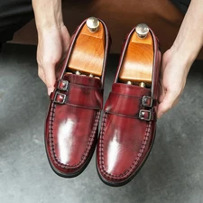  Men's Slip on Loafers Versatile Casual Shoes Business Dress Leather Shoes 