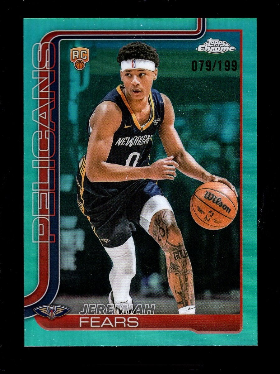 2025-26 TOPPS CHROME AQUA REFRACTOR #257 JEREMIAH FEARS RC 79/199 PELICANS