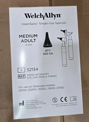 Welch Allyn 52134 KleenSpec Single Use Specula Adult Medium 4mm Box of 500