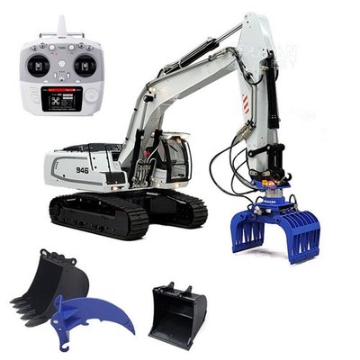 1/14 946 9CH Tracked RC Hydraulic Excavator Model Metal Grab Bucket Ripper Light