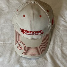 Warrior Custom Golf Hat Beige/Red Cotton Adju...