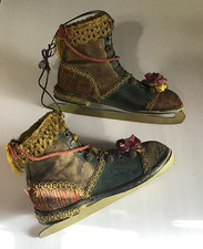 Vintage Handmade Steampunk Ice Skates "Junior Shamrock" Christmas Wall Decor