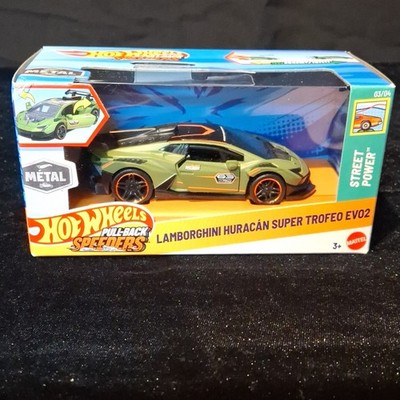 Hot Wheels Pull-Back Speeders Lamborghini Huracan EVO2 Green Street Power Car