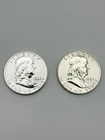 1959 1960 Franklin Half Dollar Proof Silver GEM Proof 2 Coin Lot#1132