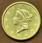 1849 $1 Gold Liberty Type 1 Coin AU Almost Uncirculated - TCCCX
