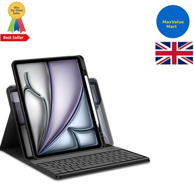 Bettdow für iPad Air 13 Zoll M3 2025/ M2 2024 Tastatur Hülle, Schwarz