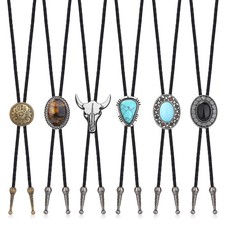 6 Pcs Handmade Bolo Tie Western Cowboy Leather Necktie for Men Women Costume