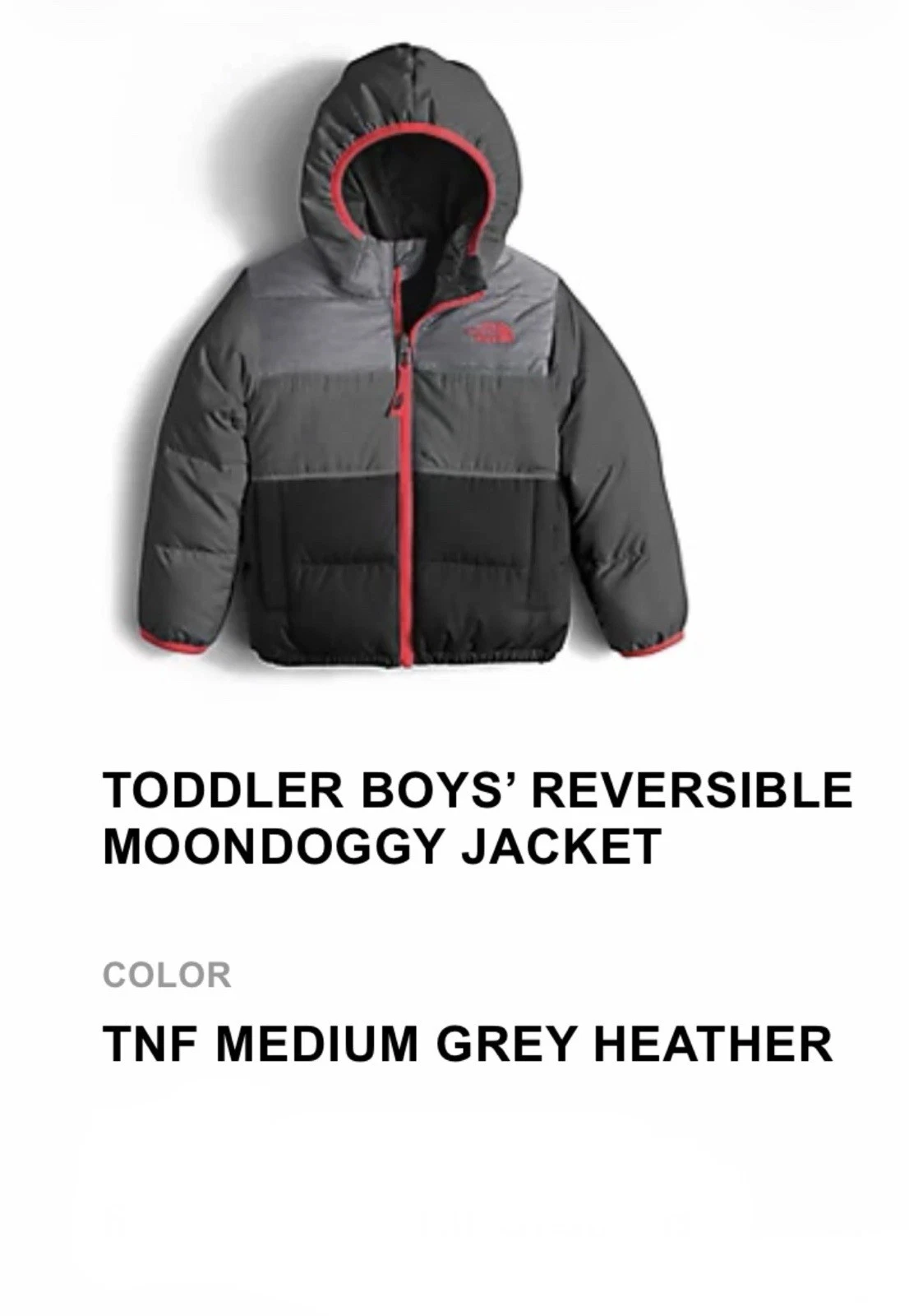 NWT The North Face Toddler Boys Reversible Moondoggy Down 550 Fill Jacket Size 6