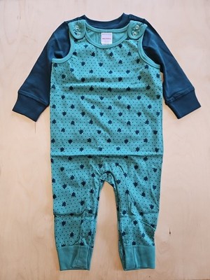 NWT HANNA ANDERSSON GREEN FOREST OVERALLS LONG SLEEVE TEE SHIRT SET 80 18-24 $59