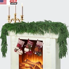 6 Ft 2 Pcs Artificial Norfolk Pine Garland, Real Touch Green Faux Greenery Garla