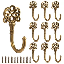 10 PCS Vintage Metal Wall Hooks, Bohemian Decorative Hook with Screws, Wall H...
