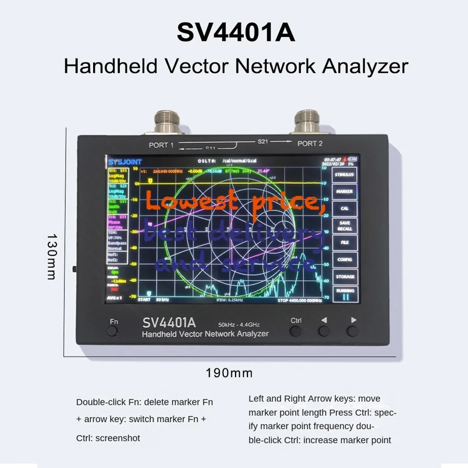 SV4401A 50KHz-4.4GHz VNA Vector Network Analyzer 100DB Dynamic 7 Inch Touch LCD - Image 3 of 4