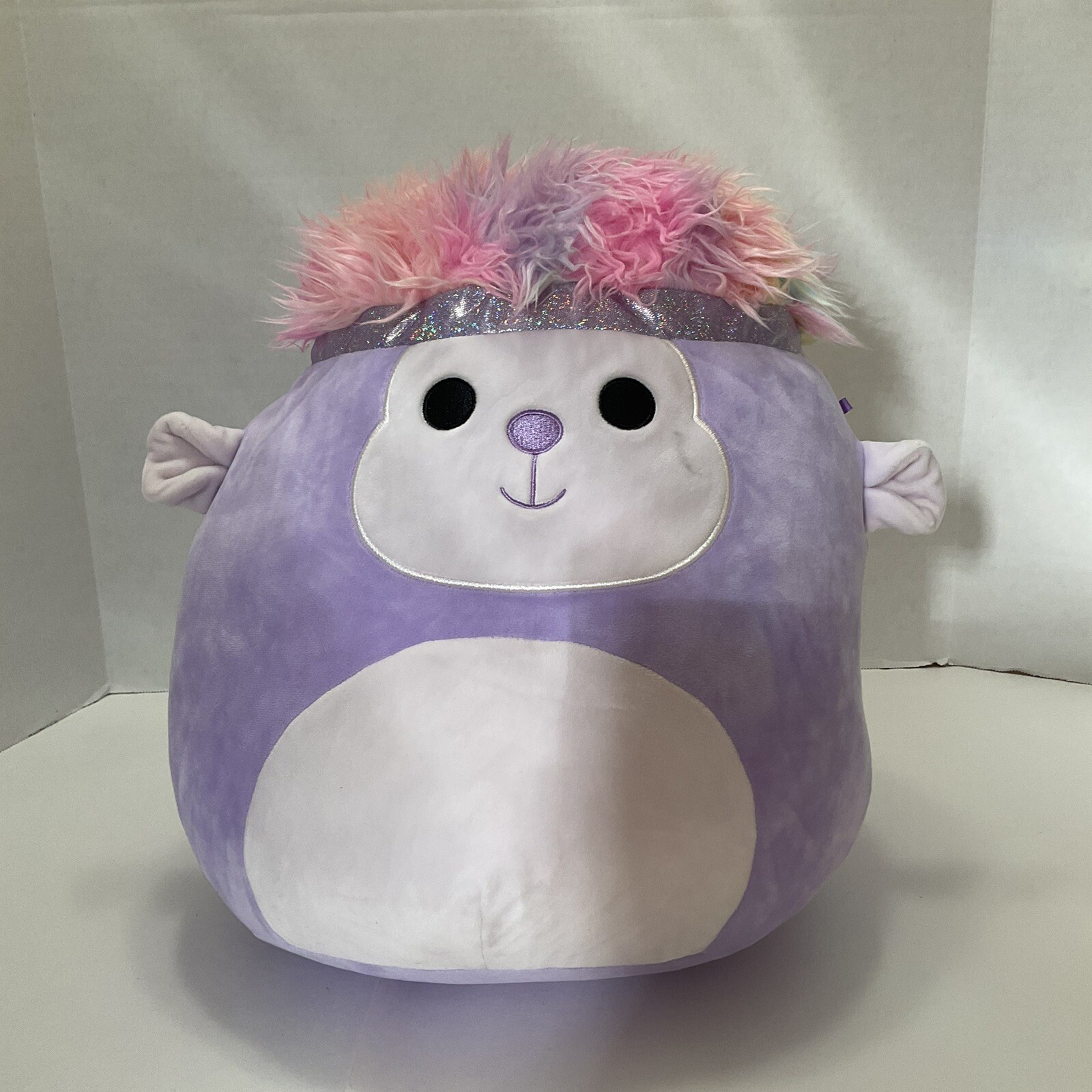 SQUISHMALLOWS Plush 16” Tazik The Purple Monkey Rainbow Headband Kellytoy 2021