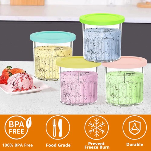 4 Stk Behälter für Ninja CREAMi Ice Cream Maker Eismaschine NC500 NC501 Serien - Bild 3 von 10