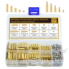 320Pcs M3 Motherboard Standoffs&Screws&Nuts Kit Male-Female Brass Spacer