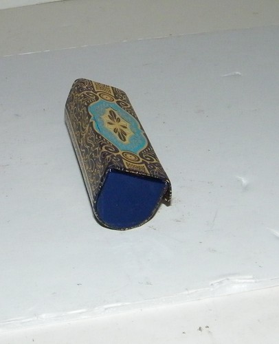 Fiocchi Custodia Rossetto Vintage Italiana Snap Blu/Oro Specchio Made Italy - Foto 3 di 6