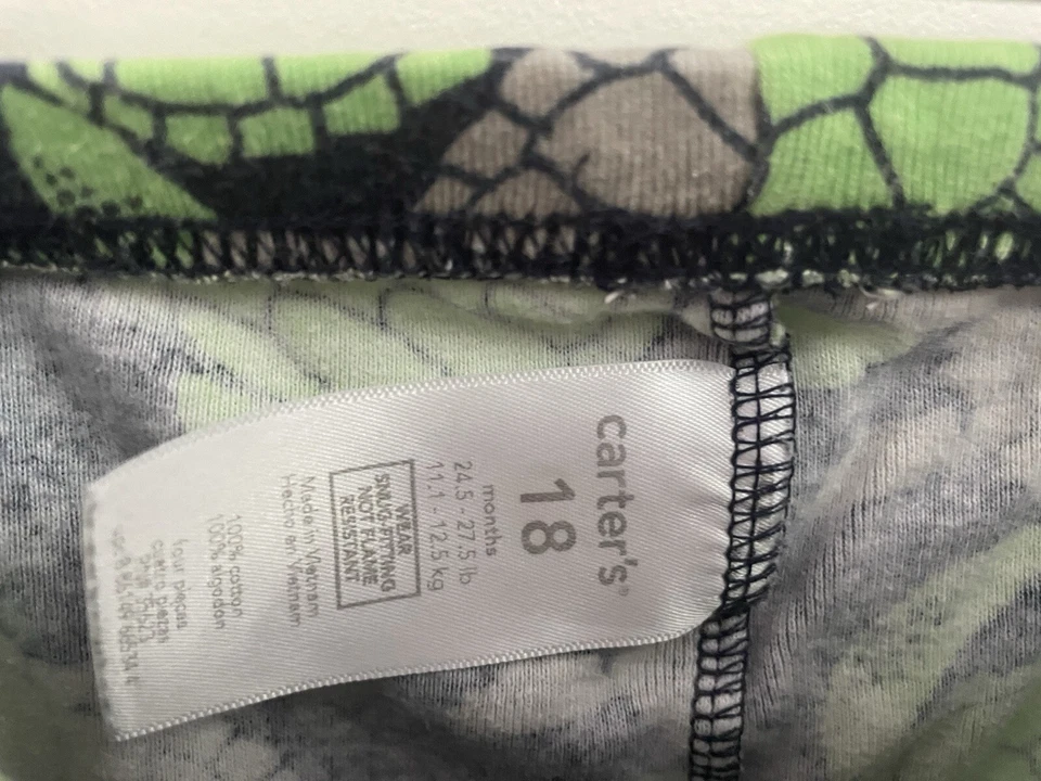 Carter's Baby Boy Green Turtle Print 100% Cotton Snug Fitting PJ Pants Navy 18 M - Image 2 of 4