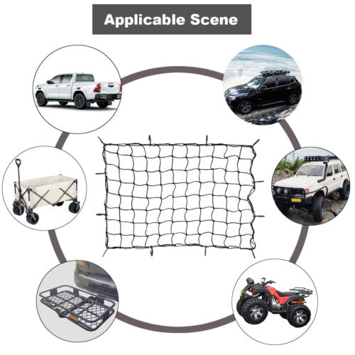 Cargo Carrier Net Car Truck Trailer Van Bungee Cord ATV Roof Rack W/ 12 Hooks - Picture 4 of 9