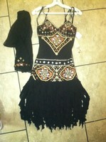 Chicas Black Boho Latin Salsa Style Dance Dress Party Shells Size Xs S 4 Chicas Black Boho Latin Salsa Style Dance Dress Party Shells Size Xs S 4