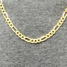 14K Yellow Gold Over Silver 7mm Figaro Chain (Solid Links) 18"-24"