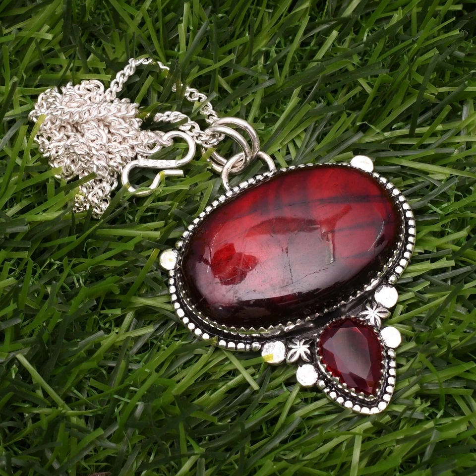 Ciondolo gioiello fatto a mano con pietra preziosa in argento sterling 925 la... - Immagine 2 di 4