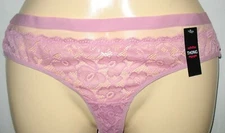  NEW  -  LARGE - SHEER LILAC LACE FRONT - MESH BACK NYLON STRETCH THONG  PANTY 