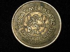 1981 25c CHUCK E CHEESE TOKEN * BRASS * PIZZA TIME THEATRE * WINTERPARK, FLORIDA