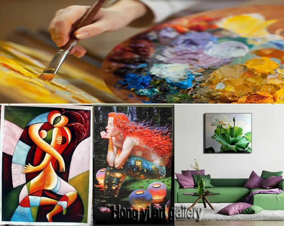 Pintura al óleo clásica pintada a mano sobre lienzo El beso Gustav Klimt abstracta moderna Foto 3 de 4