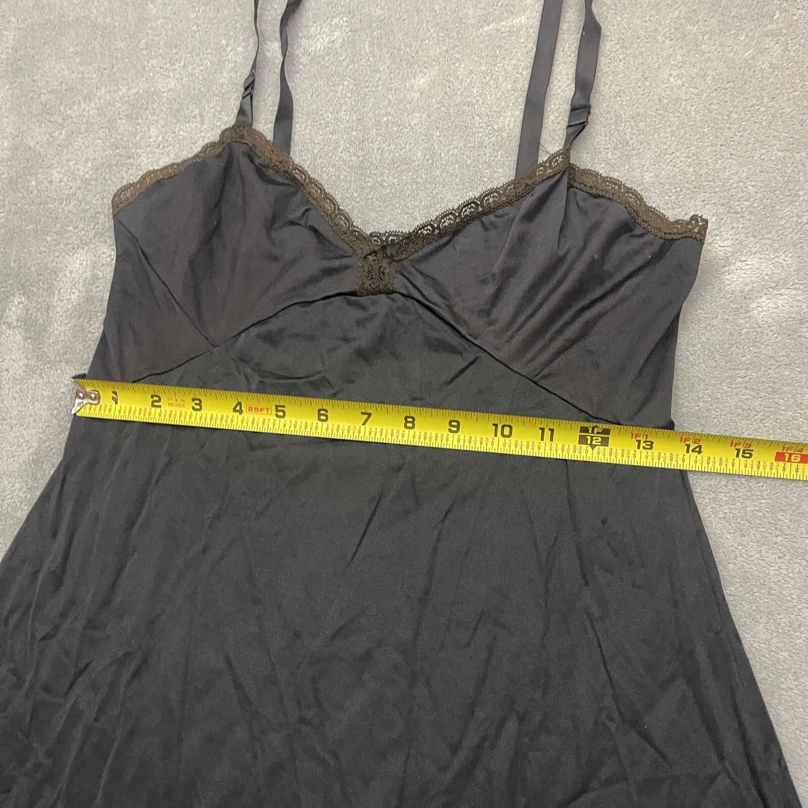 VALENTINO Shadowline Vintage Slip Dress Camicia da Notte Lunga Chemise Taglia 34 Nero Pizzo