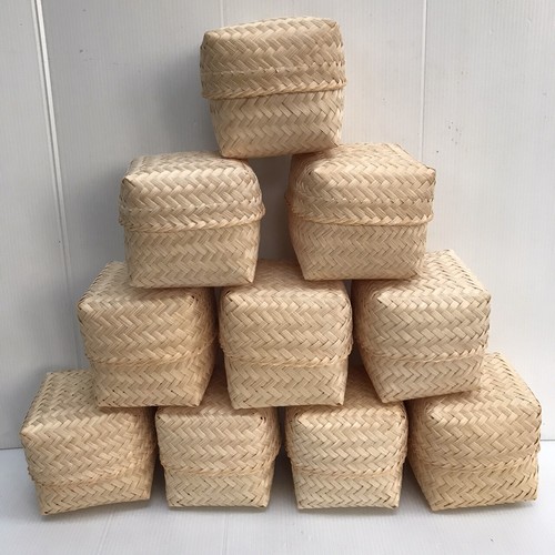 Vintage Thai Handicraft Kratip Sticky Rice Small Bamboo Serving Basket Size3"X3" - Picture 52 of 96