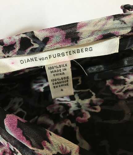 Diane von Furstenberg Black Floral Silk Halter Neck Dress Size 4 / UK 8 - (#D52) - Picture 5 of 5