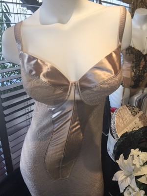  LEJABY  TOP MODEL CELLULITE CONTROL DRESS NUDE/CREME  36D   G51359, Slip NWT