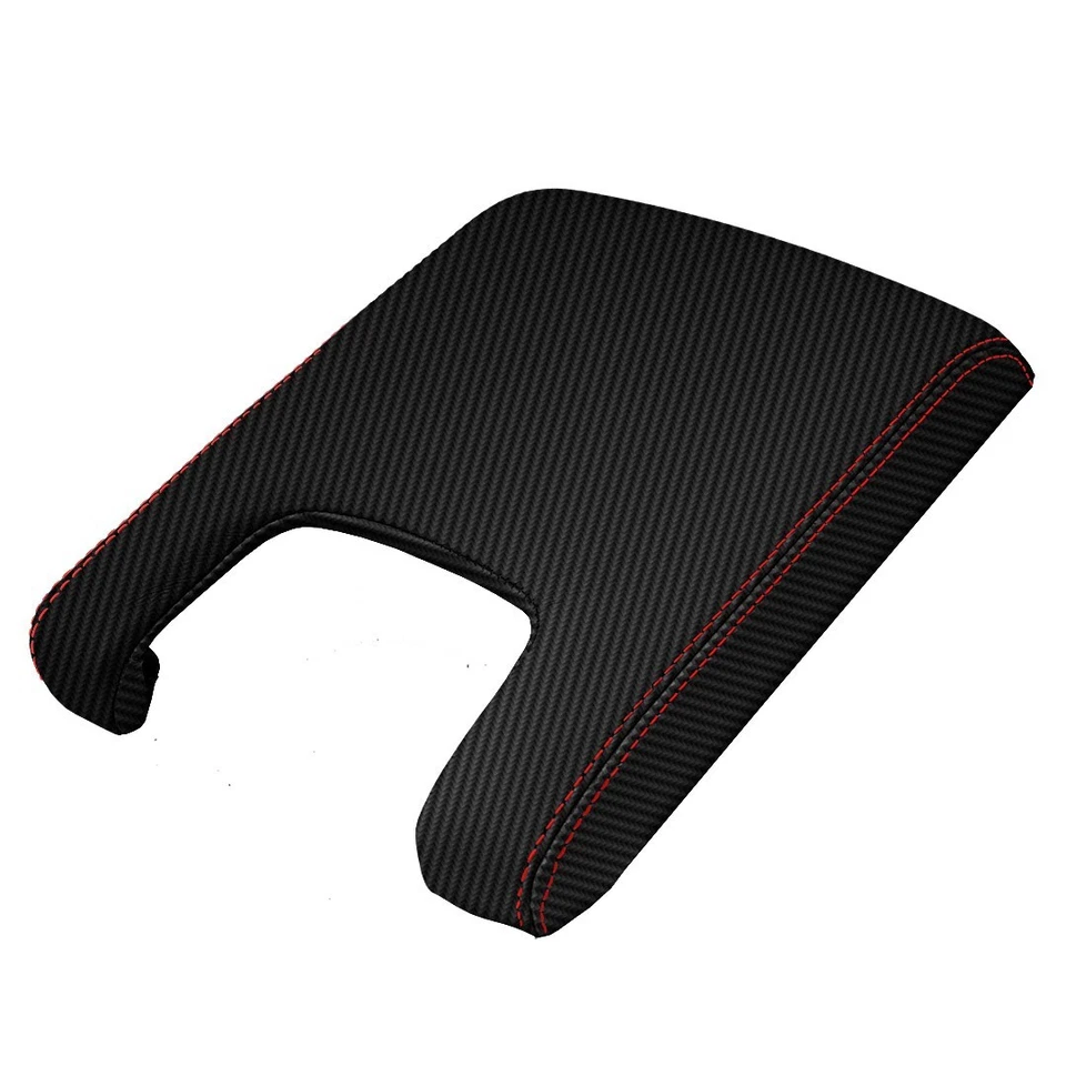 Reposabrazos de consola PVC cubierta de carbono para Acura TL 2009-2014 puntada roja Foto 2 de 4