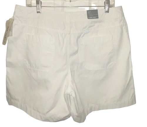 Cherokee Brand Woman’s White Shorts Size 12 Sits At Waist 6 In Inseam New - Picture 2 of 13
