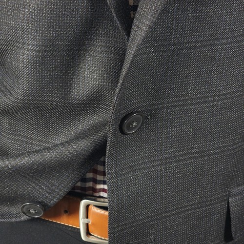 Van Heusen Men's Sport Coat Blazer Two Button Navy Black Plaid Slim Fit Sz 44L - Picture 3 of 16