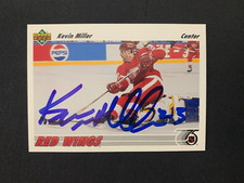 KEVIN MILLER RED WINGS AUTOGRAPH AUTO 91-92 UPPER DECK #142 *11729