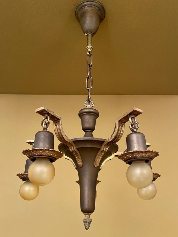 Juego de sartenes vintage Light 1920 DOS lámparas de araña DOS apliques. ¡RESTAURADO! Foto 3 de 4