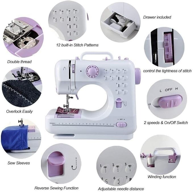 12 Stitch MultiFunction Sewing Machine, Household Sewing Machine
