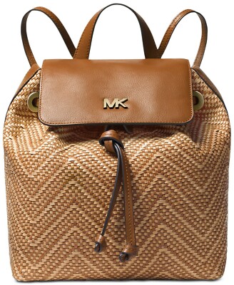 NWT Michael Kors Junie Chevron Leather Flap Backpack Acorn/Butternut/Gold s-l400.jpg main image 2